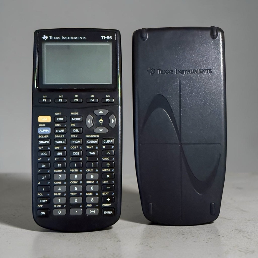 Texas Instruments Ti-86 Graphing Calculator Black W/ Cover Tested Works